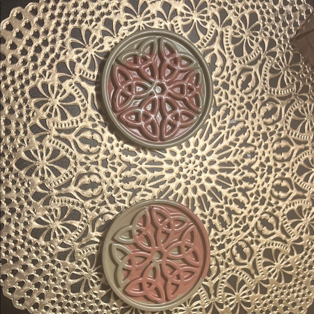 Elegant Ceramic Coasters Set - Green and Brown